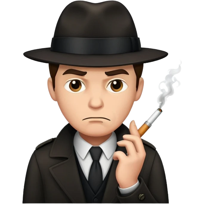 Frowning detective wearing black smoking cigarette emoji