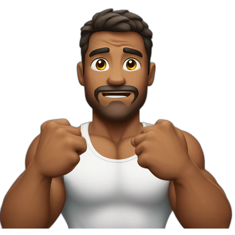 Muscular man saying no with hands emoji