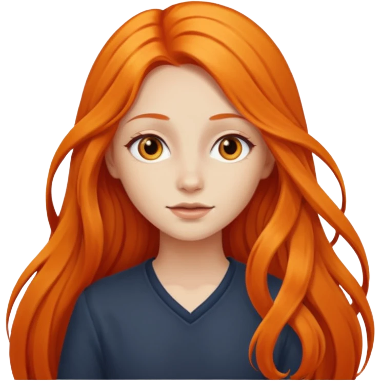 girl with very long orange hair living emoji