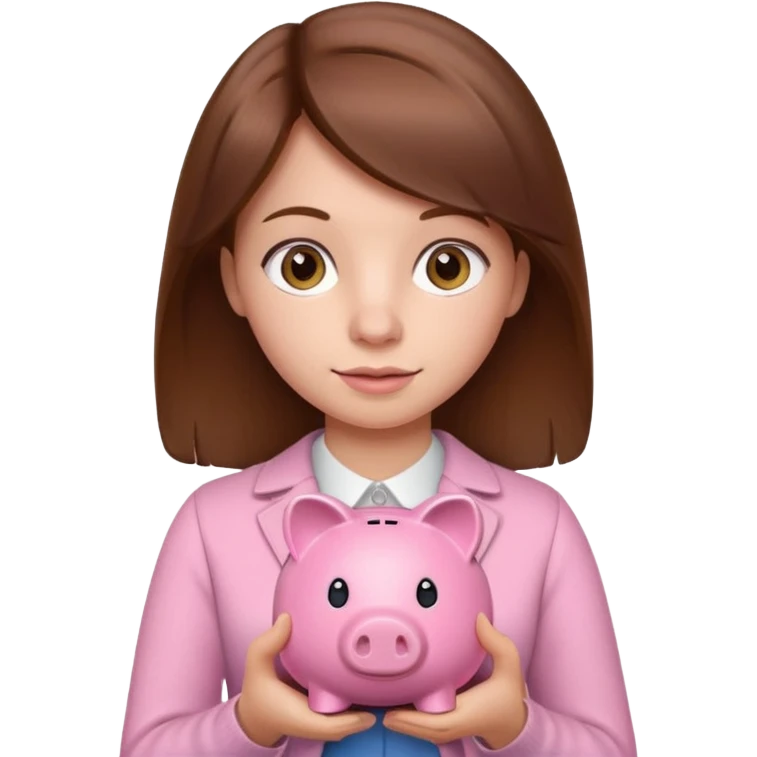 girl with brown hair holding little piggy  emoji