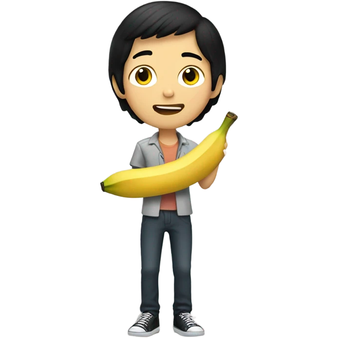 boy with balck hair and banna phone  emoji