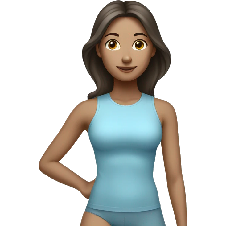 Brunette yoga girl light blue clothes  emoji