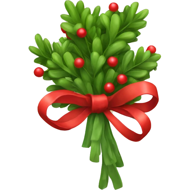 Bunch of mistletoe tied with a big red bow emoji
