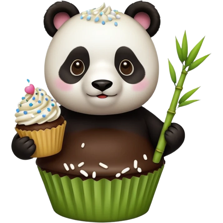 panda holding single cupcake emoji