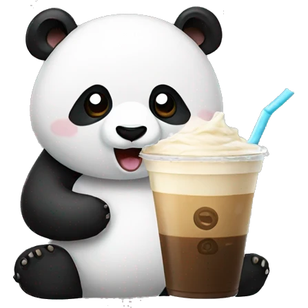 panda drinking ice latte emoji