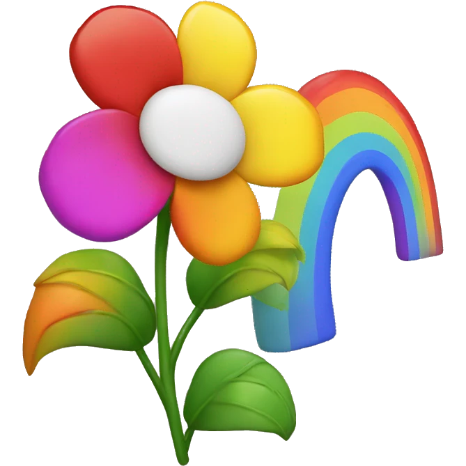 flowers with a rainbow emoji