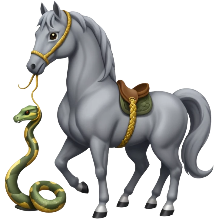 I need a grey horse (or a white one) with a snake emoji