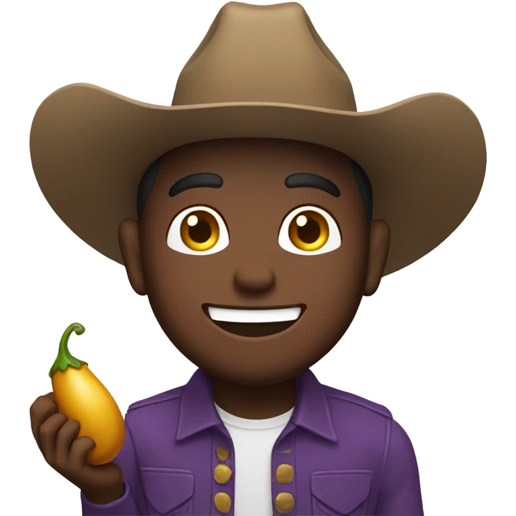 Happy cowboy eating the eggplant emoji emoji