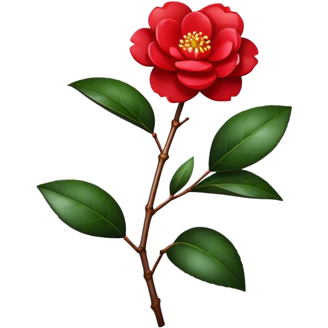 single Red Camellia, straight stem emoji