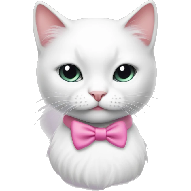 girl white cat with pink bow smoking emoji