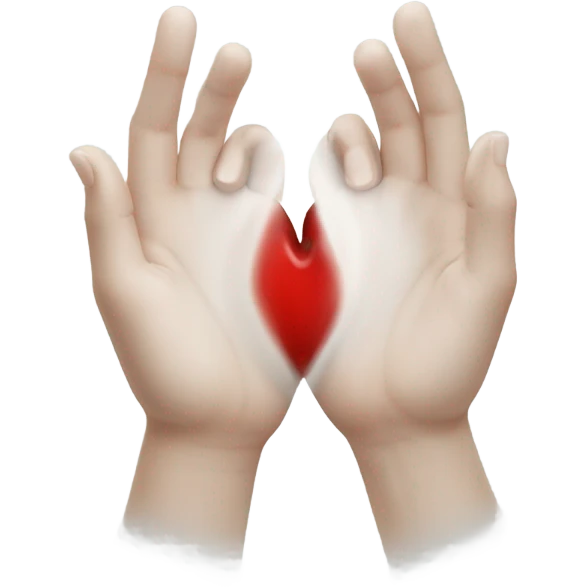Heart made with hands but only half and with white skin emoji