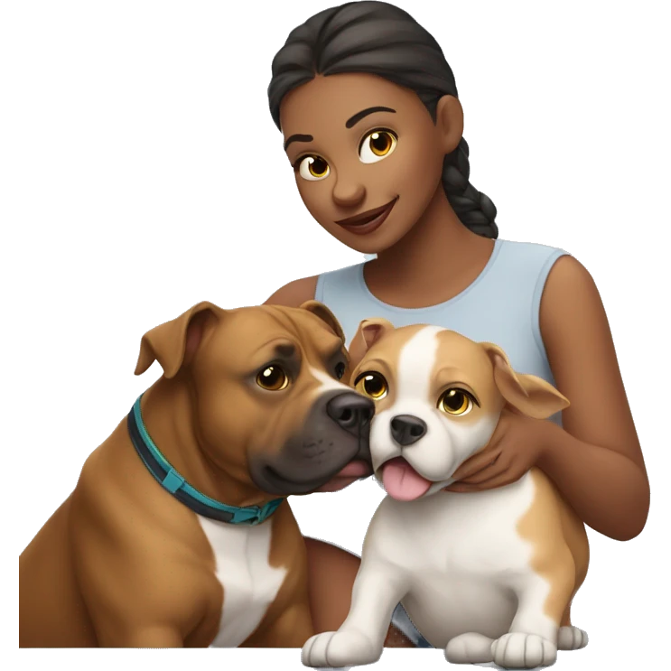 Girl with her bitbull dog emoji