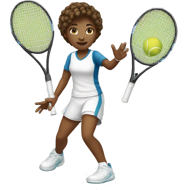 white teen with brown hair playing tennis emoji