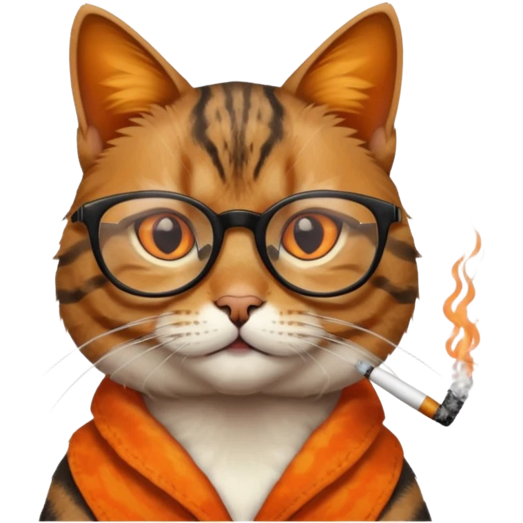 Cat with glasses and smoking emoji