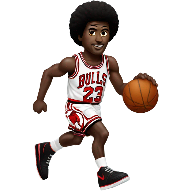 Michael Jordan with a afro and a jersey emoji