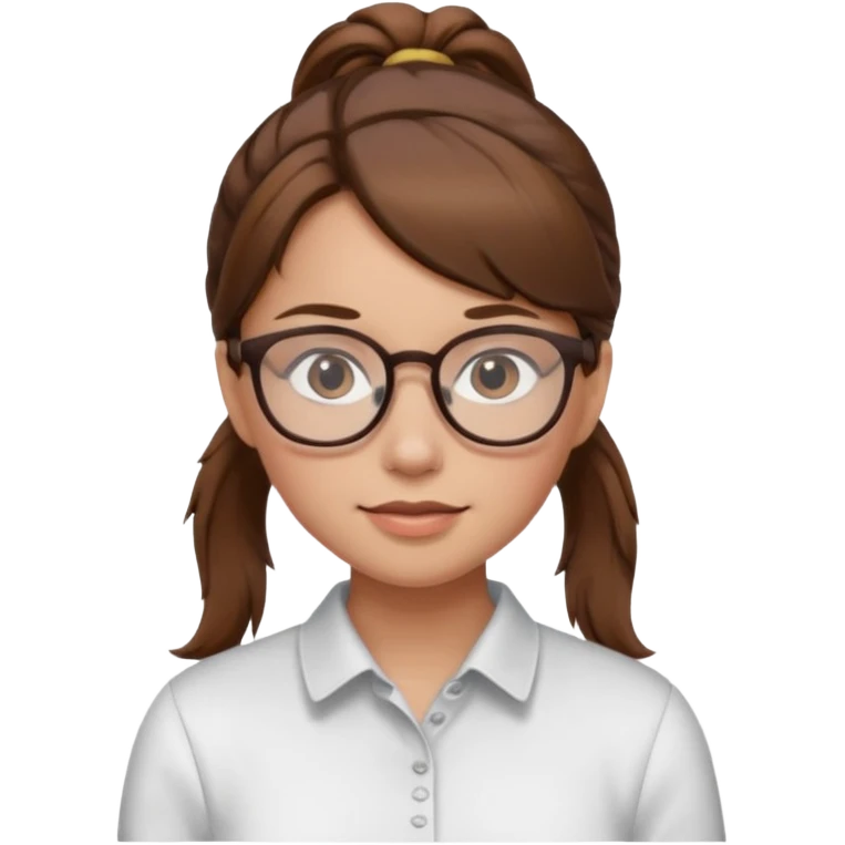 brown haired Ponytail Girl with Glasses emoji