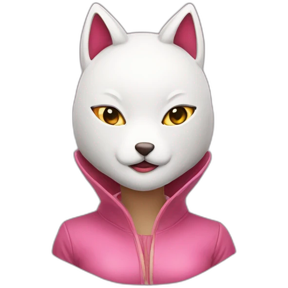 pink women wearing full kitsune mask emoji