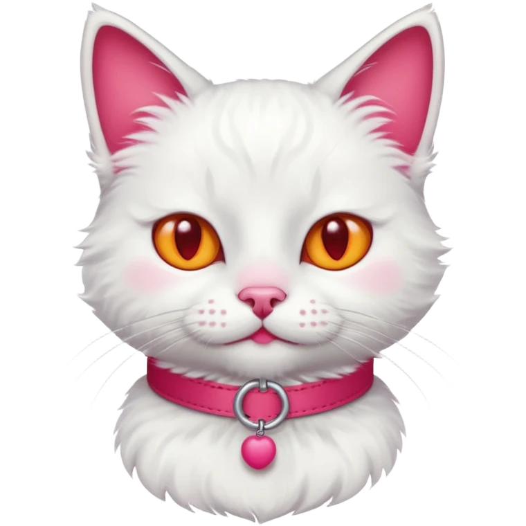 white cat with red necklaced emoji