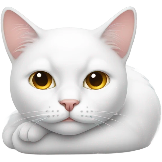 White cat lazy emoji