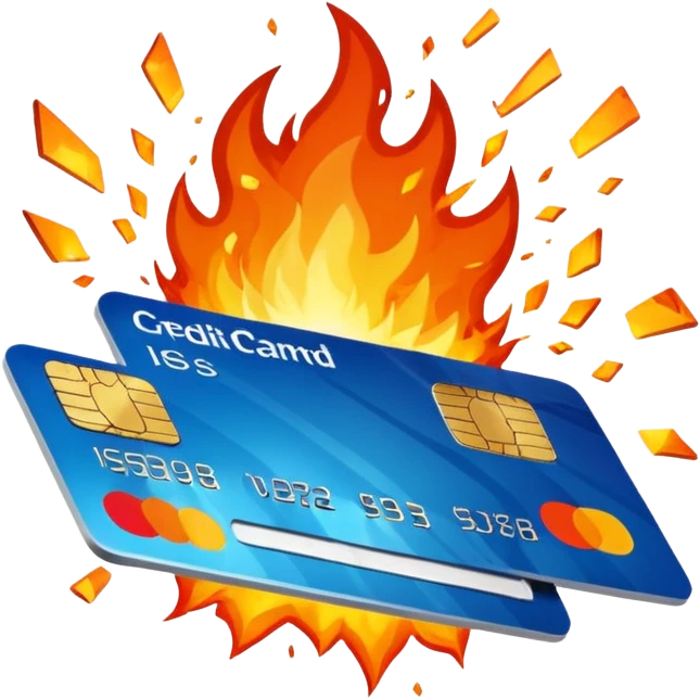 credit card with an explosion emoji
