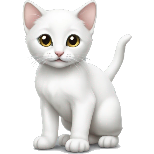 A white kitten with a gray tail emoji