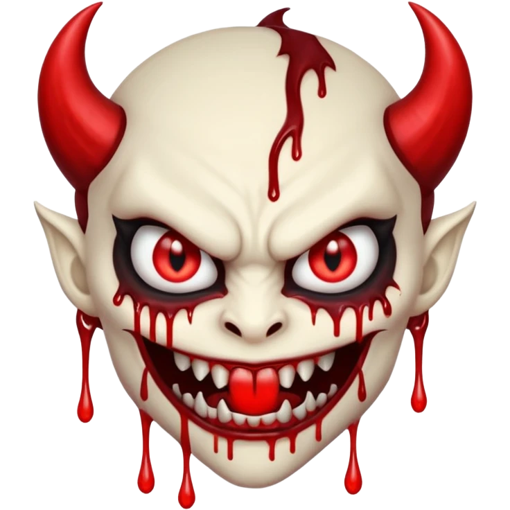 A evil looking devel dripping blood with fangs   emoji