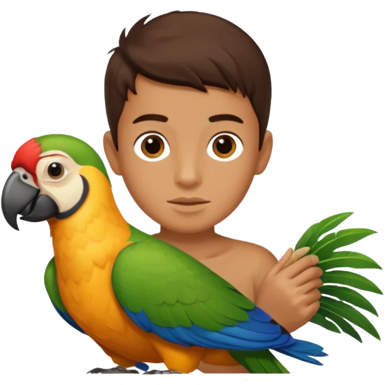 boy with guacamayos ararauna emoji