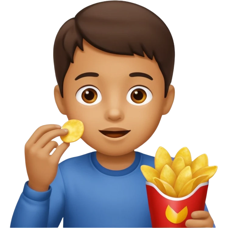 Cips yiyen çocuk  emoji