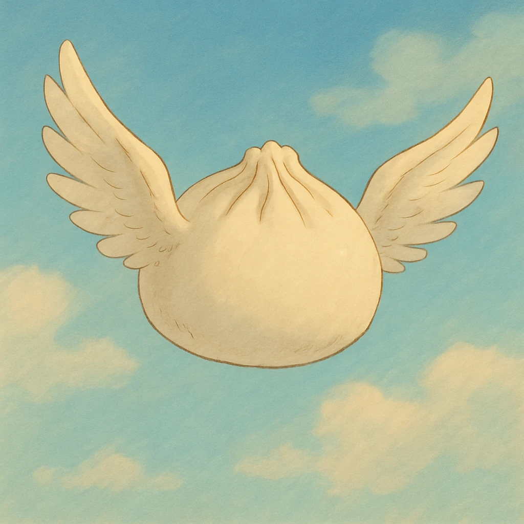 dumpling with wings emoji