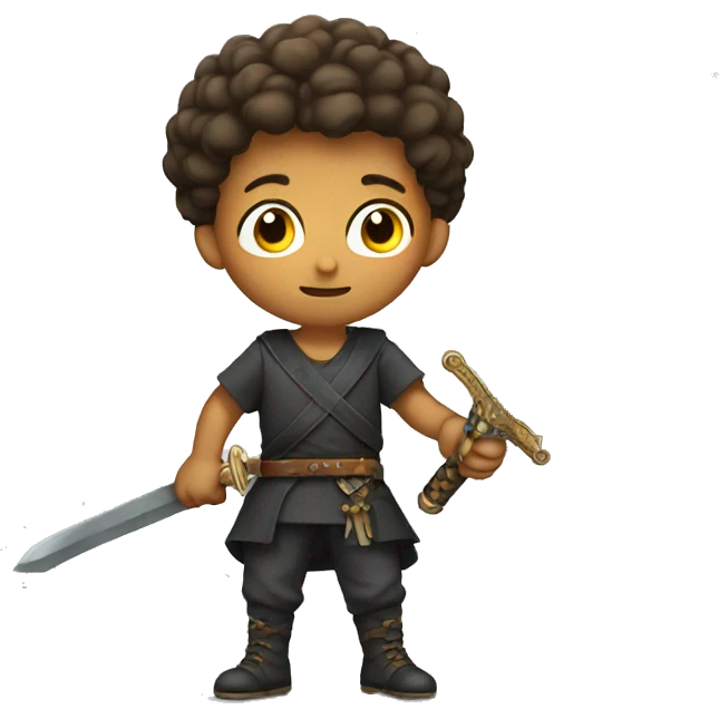 serious boy with sword emoji