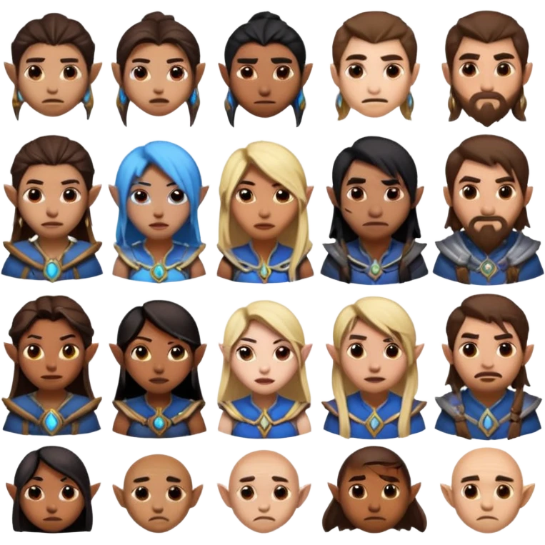 Characters from world of warcraft in different emotion emoji