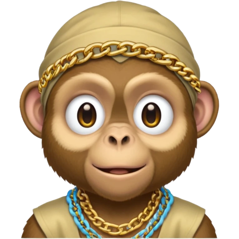 Dark monkey with a dew rag and gold chain and grill emoji