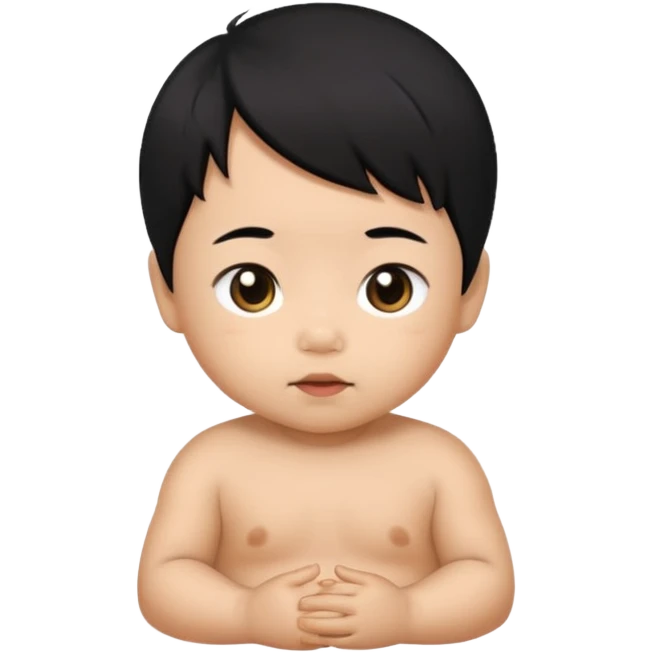 photorealistic Chinese baby with black hair emoji
