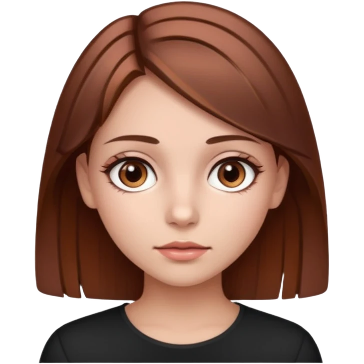 girl with fair skin, brown hair with a few rose gold highlights, and brown eyes, neutral expression emoji