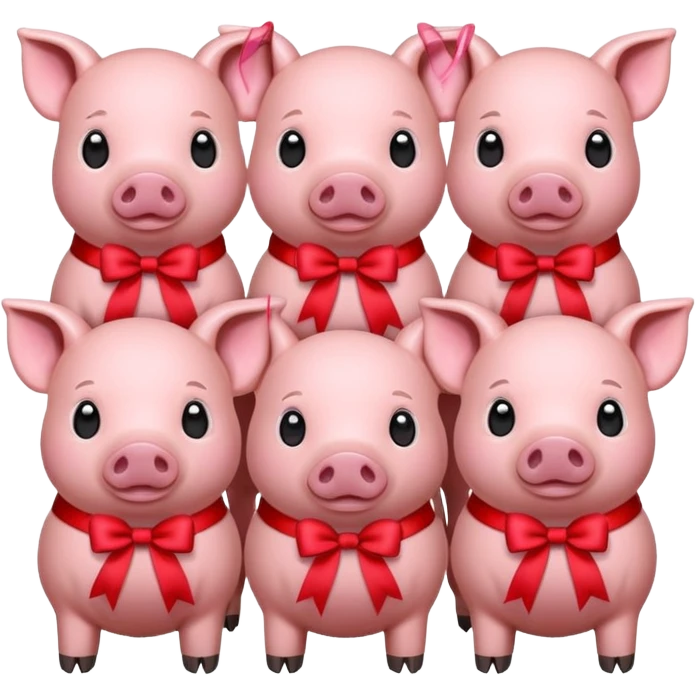 6 pigs with ribbons emoji