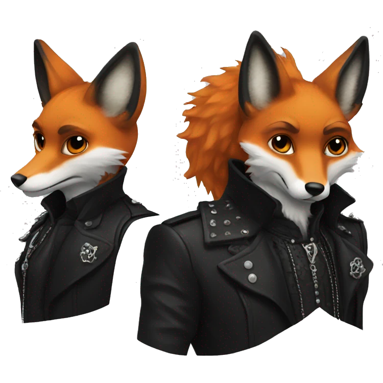 Fox wearing goth fashion emoji