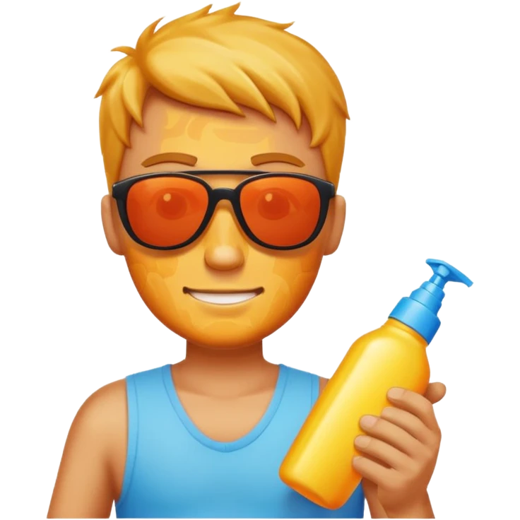 
male suncream bottle and sunglasses, with sun burned emoji