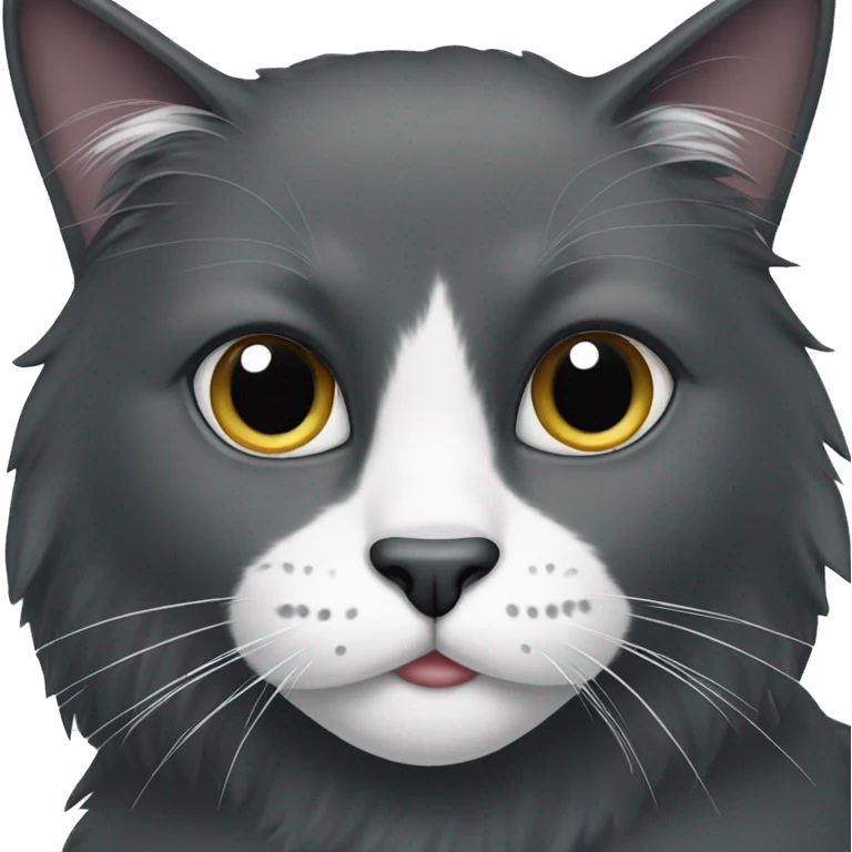 black long hair cat with black and white muzzle emoji