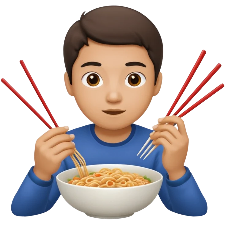 Create a person having noodles dinner. emoji
