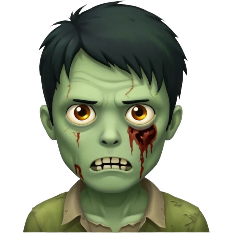 crie um emoji de zumbi homen de cabelo preto grande de emo bagunçado assim🧟 emoji