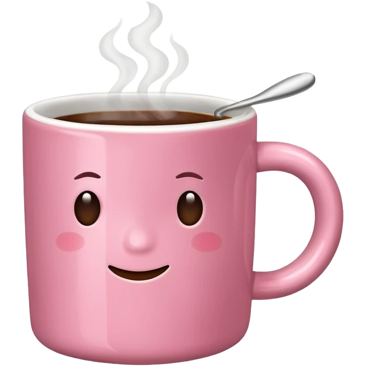 plain pink mug of steaming coffee emoji
