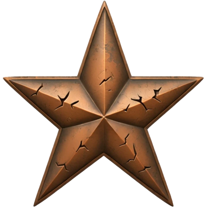 Concept: A single, bronze-colored military star (like a Bronze Star or a general's star) that is slightly faded or has a "crack" graphic running through it.

Color: Faded bronze or dark gold. emoji
