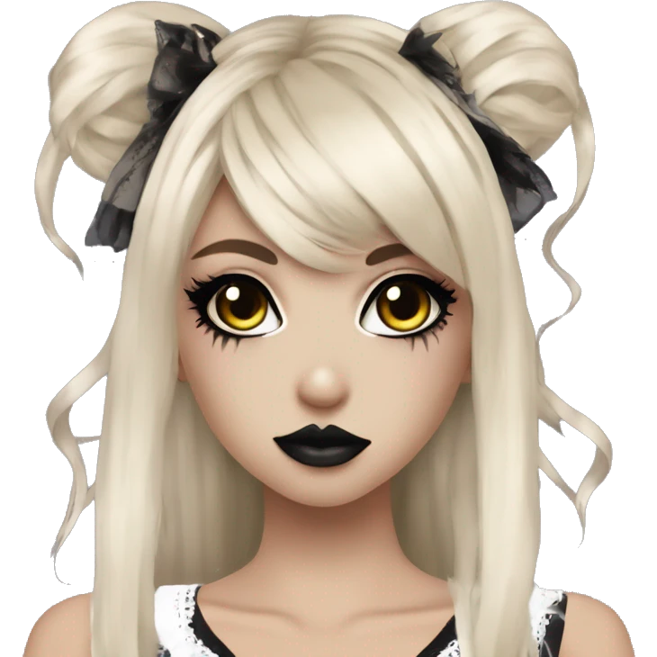 hime gyaru girl, goth, punk clothes, dark makeup emoji
