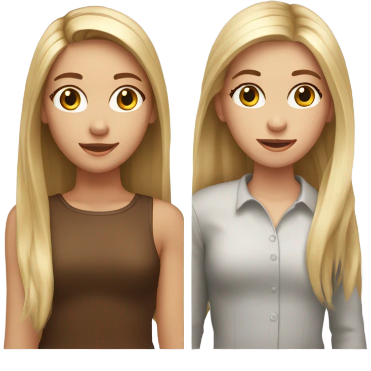 2 girls with long blonde hair and 1 girl with long brown hair emoji