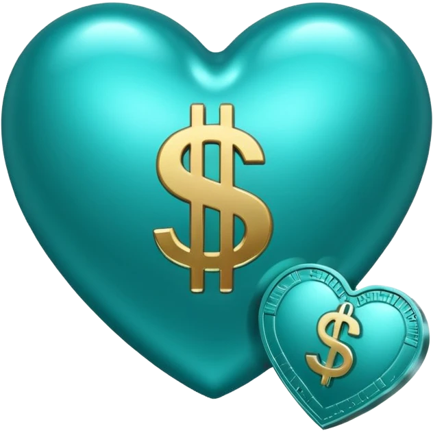 Teal heart with dollar signs emoji