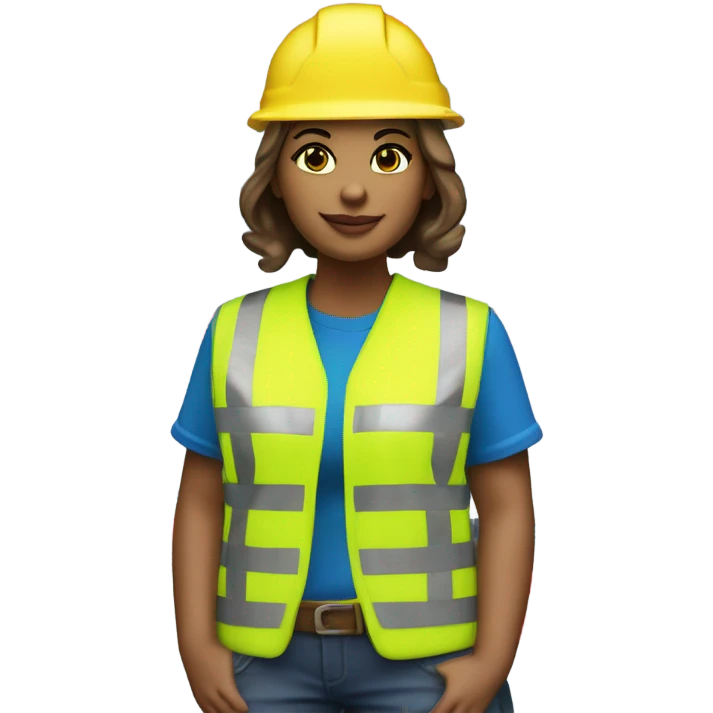 Caitlin Clark is a construction worker wearing a patriotic dress with a neon yellow safety vest over the dress. she also has a hard hat and a patriotic patch on the vest emoji