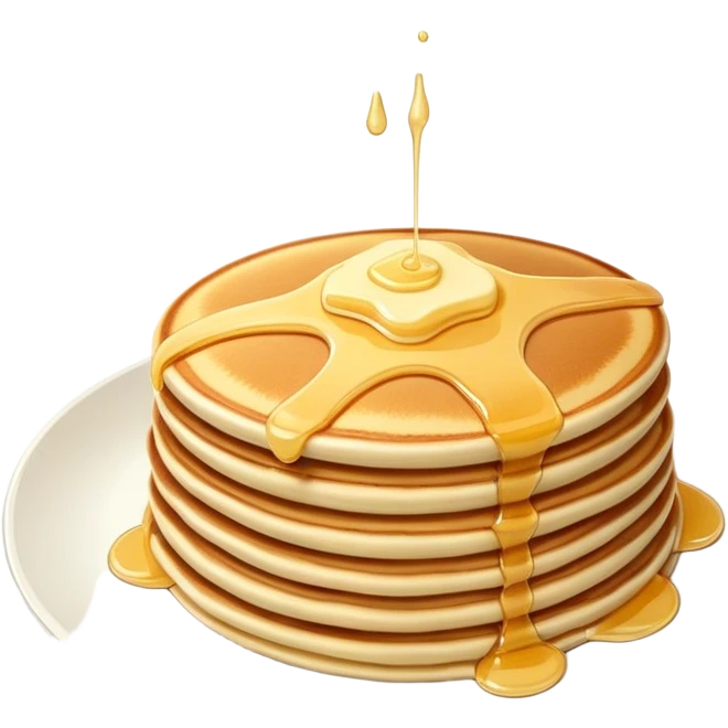 pancakes with butter on the top of it. the pancakes are lying on the small plate. emoji