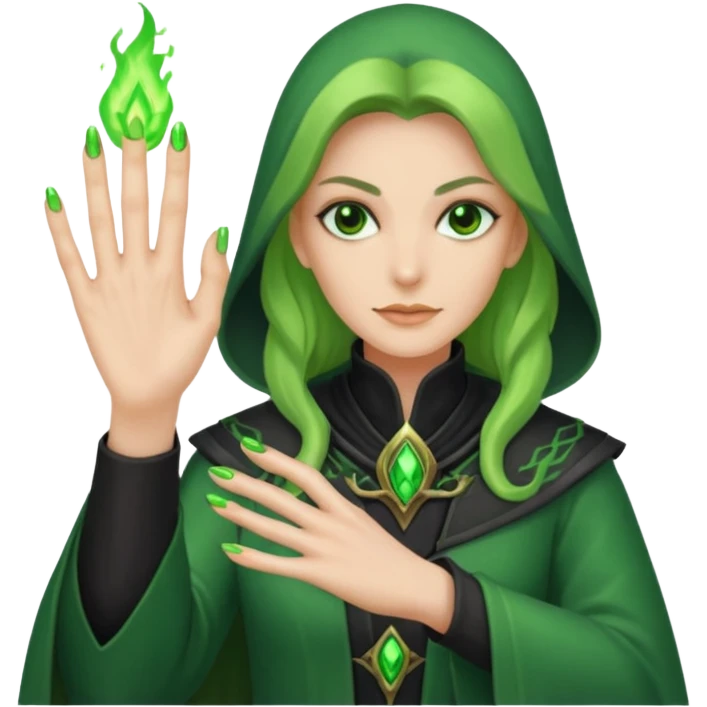 world of warcraft warlock hand with green fire checking nails like a pedicure was just done  emoji