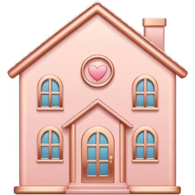 Home | vector icon of a feminine home icon in rose gold and blush pink, flat minimal design, soft glow, white background emoji