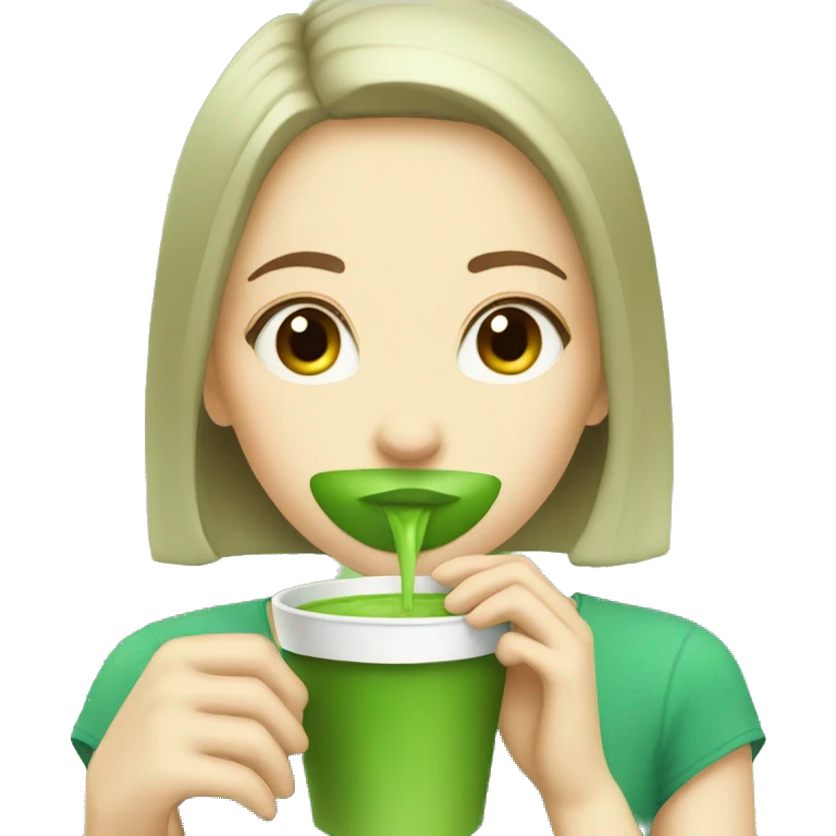 Girl drinking matcha emoji